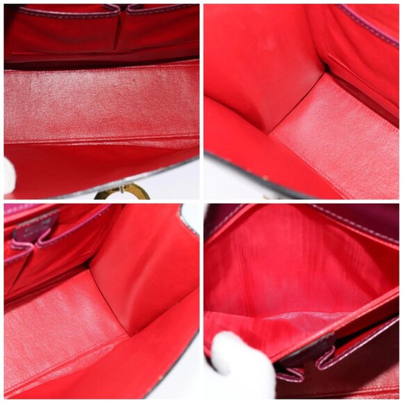 CELINE Circle Hand Bag Leather 2way Purple Gold Auth 124785 - Picture 16 of 16